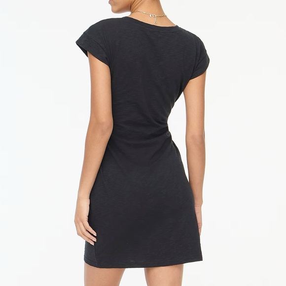 J.Crew Factory - Versatile Knit Tie-Waist Cotton Mini Dress Size L Black - Picture 3 of 10
